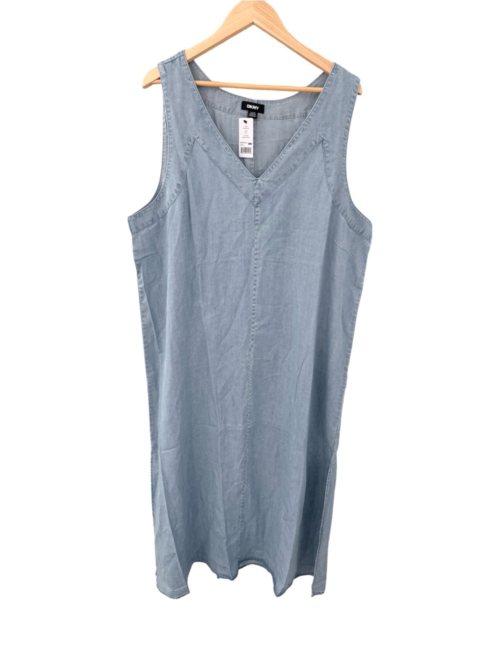 DKNY Sleeveless Lightweight Lyocell Maxi Dress Light Wash NWT Size XXL